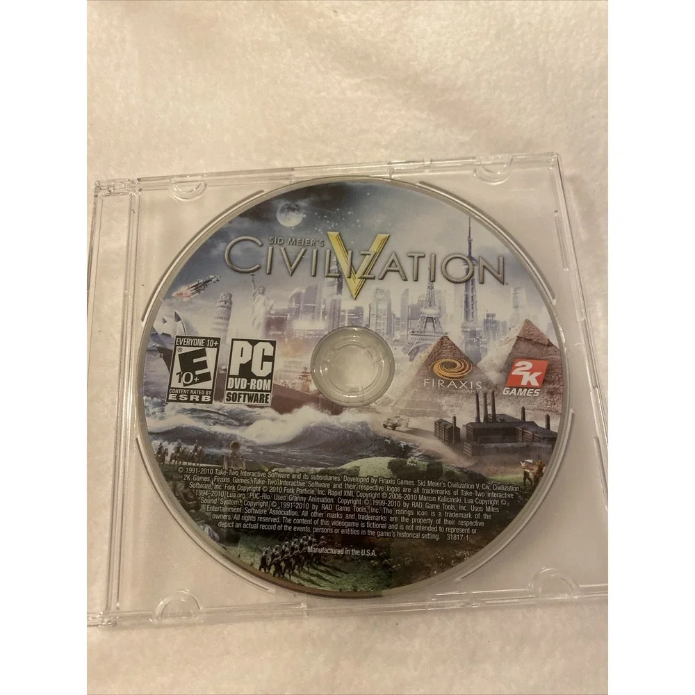 2K Games Civilization V PC Game Strategy DVD ROM Sid Meier Vintage Y2K
